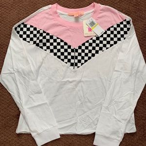 pink checkered long sleeve shirt